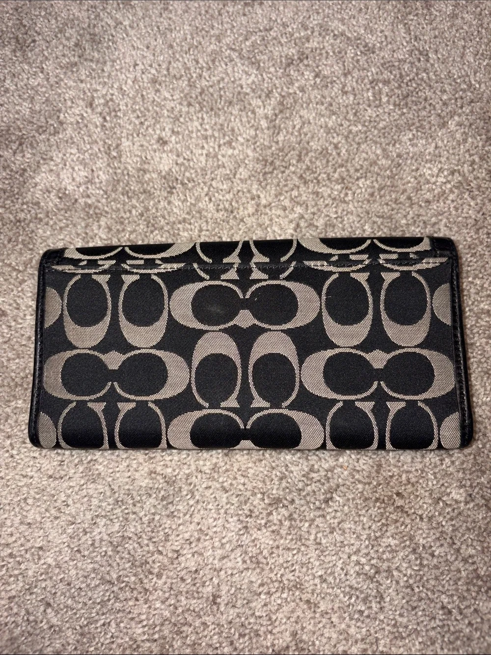 Coach Vintage Y2K Black Signature Jacquard Slim Envelope Wallet